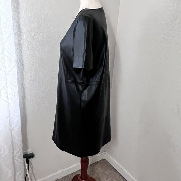 Z Supply London Faux Leather Mini Shift Dress Short Sleeve Black Esti. Sz Medium - Picture 5 of 10